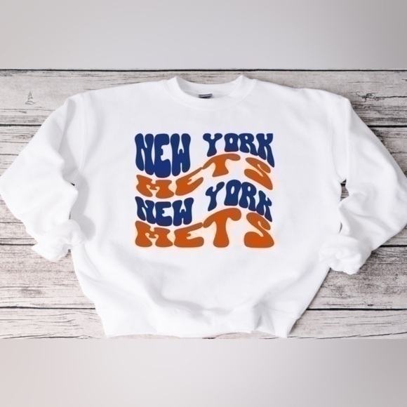Gildan Tops - New York Mets Wavy Crewneck